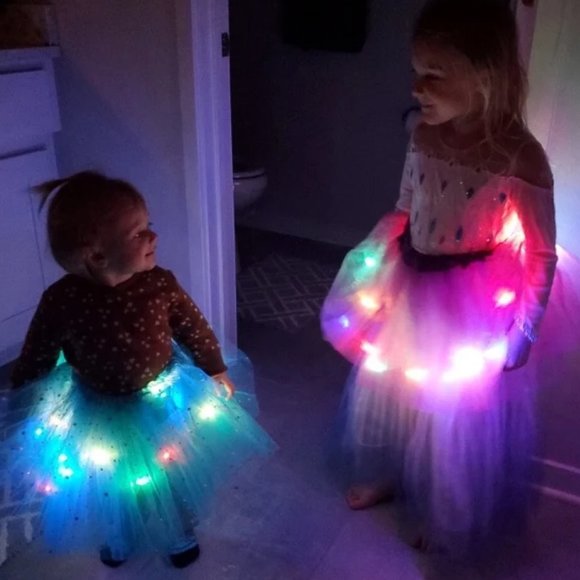 NWOT LED Rainbow Sparkle 4 full layer tutu LED light unicorn hairband wings set - Picture 10 of 11